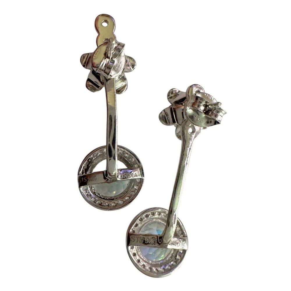 Amethyst Flower Stud Earrings with Beautiul (Removable) Rainbow Topaz Dangles - Picture 4 of 16